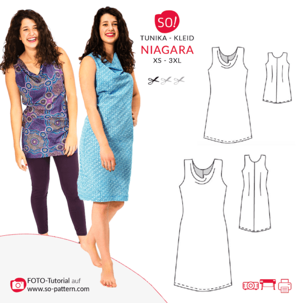 Kleider Schnittmuster Niagara, Damen Tunika Schnittmuster